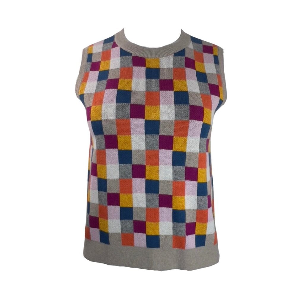 Kule Multi Color Check Sweater Vest